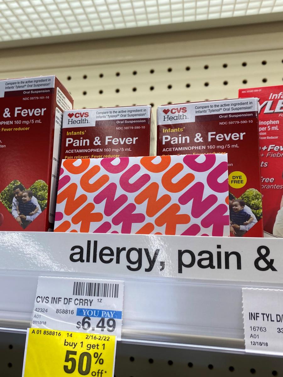 Gift card by the children's pain reliever