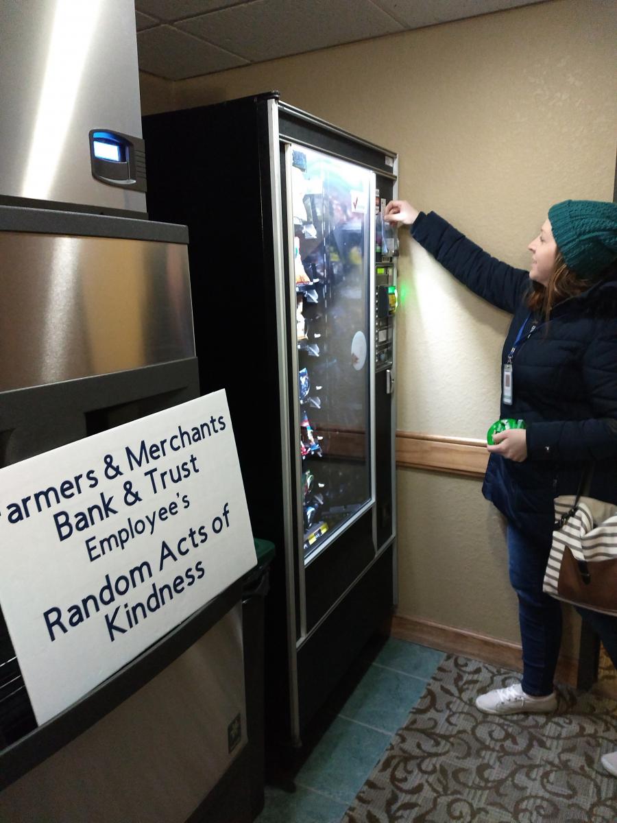 Employee leaving money on a vending machine