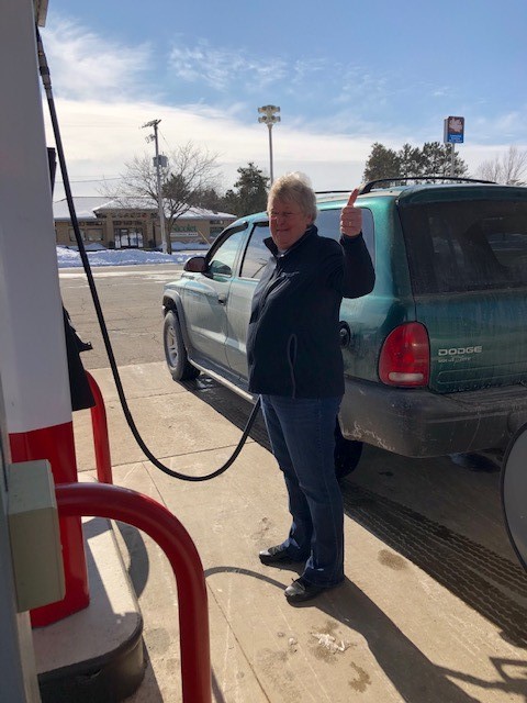 FMBT Employee pumping gas for a stranger