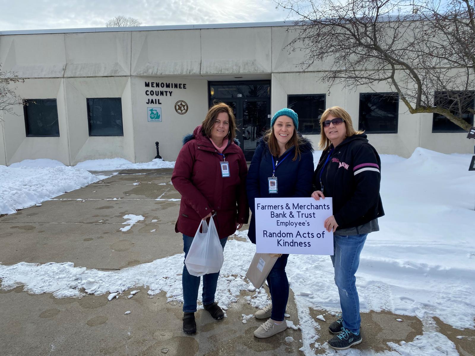 FMBT employees delivering baked goods to the Menominee County Sheriff's Department